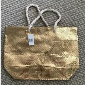 Saks Fifth Avenue Gold Tote with Textured Design
